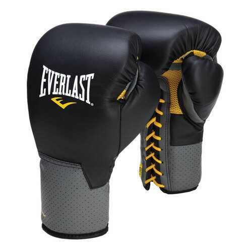 Боксерские перчатки тренировочные Everlast Pro Leather Laced черные 12 унций в Интерспорт