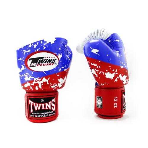 Боксерские перчатки Twins FBGVL3-44 Fancy Boxing Gloves красно-сине-белые 14 унций в Интерспорт