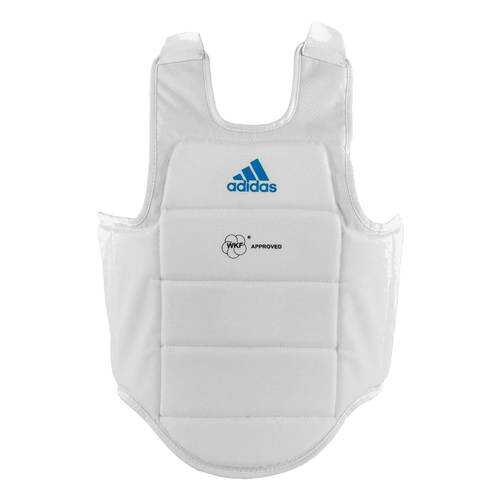 Защита корпуса Adidas Chest Guard WKF белая с голубым логотипом S в Интерспорт