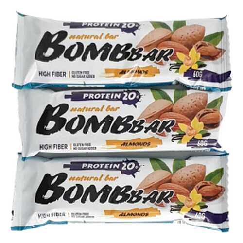 Батончик Bombbar Protein 3 60 г, 3 шт., миндаль/ваниль в Интерспорт