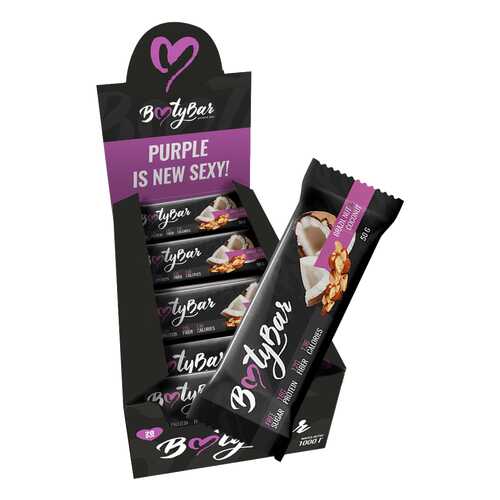 Батончик BootyBar Protein Bar 20 50 г, 20 шт., бразильский орех и кокос в Интерспорт