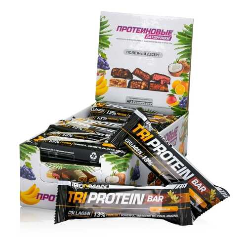 Батончик IRONMAN TRI Protein Bar, 50г (Ваниль/тёмная глазурь)(24 шт) в Интерспорт