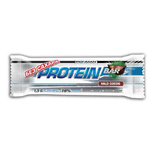 IronMan Батончики Protein Bar 50 г, 24 шт, вкус: кокос-темная глазурь в Интерспорт