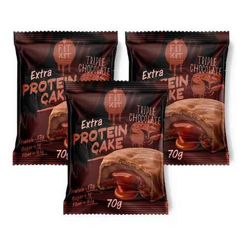 Печенье Fit Kit Extra Protein Cake 70 г, 3 шт., тройной шоколад в Интерспорт