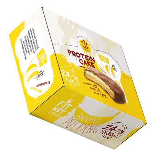 Печенье Fit Kit Protein Cake 24 70 г, 24 шт., банановый пудинг в Интерспорт