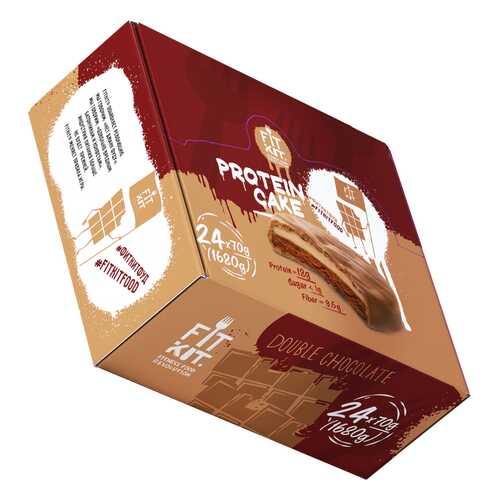 Печенье Fit Kit Protein Cake 24 70 г, 24 шт., двойной шоколад в Интерспорт