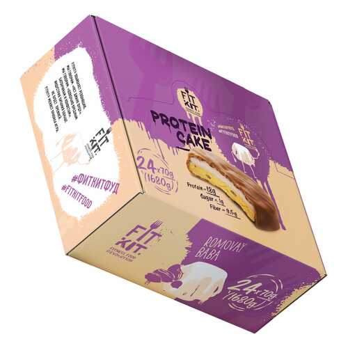 Печенье Fit Kit Protein Cake 24 70 г, 24 шт., ромовая баба в Интерспорт