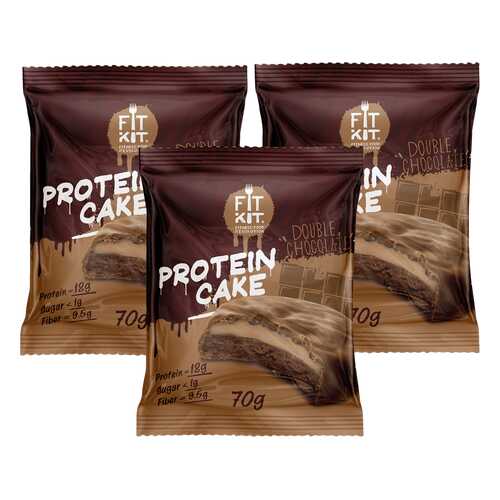 Печенье Fit Kit Protein Cake 3 70 г, 3 шт., двойной шоколад в Интерспорт