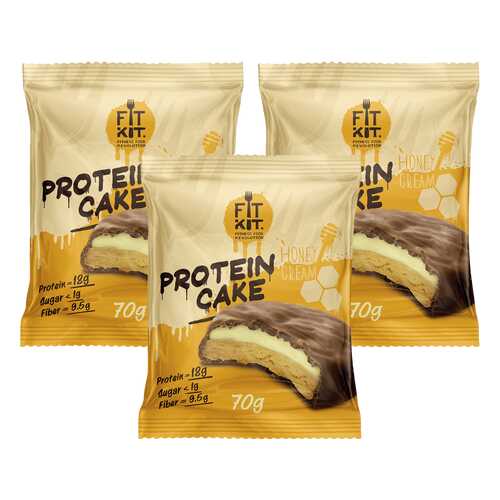 Печенье Fit Kit Protein Cake 3 70 г, 3 шт., медовый крем в Интерспорт