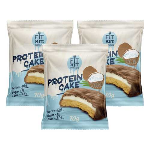 Печенье Fit Kit Protein Cake 3 70 г, 3 шт., тропический кокос в Интерспорт