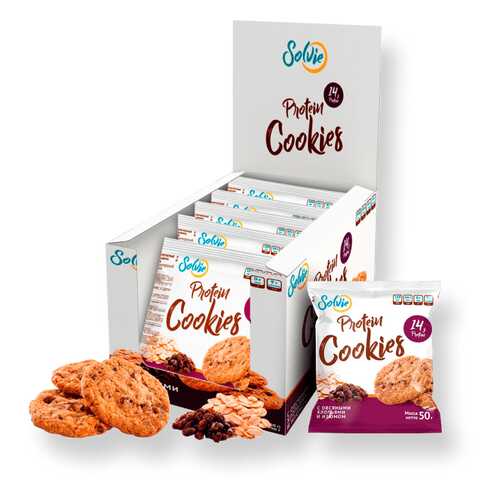 Печенье Solvie Protein Cookies 10 50 г, 10 шт., овсяные хлопья и изюмом в Интерспорт