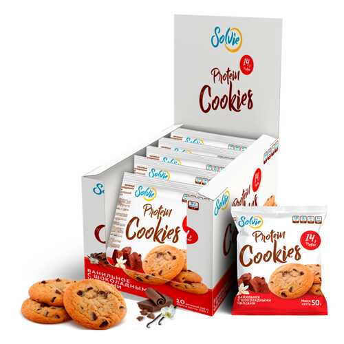 Печенье Solvie Protein Cookies 10 50 г, 10 шт., ванильное с шоколадными чипсами в Интерспорт