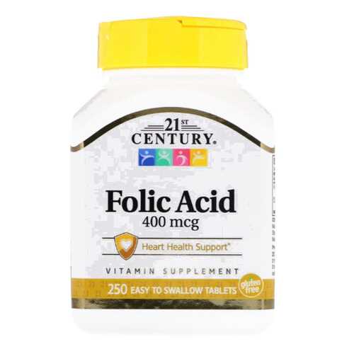 Фолиевая кислота 21st Century Folic Acid 400 mcg 250 таблеток в Интерспорт