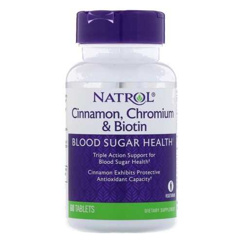 Natrol Витаминно-минеральный комплекс Natrol Cinnamon, Chromium & Biotin, 60 таб в Интерспорт