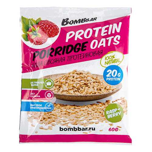 BOMBBAR Каша Protein Porridge Oats 60 г, 15 шт, вкус: малина в Интерспорт