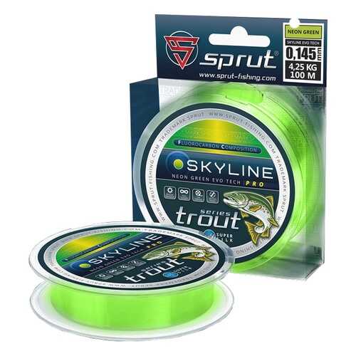 Леска монофильная Sprut Skyline Evo Tech Pro Neon Green 100 м, 0,145 мм, 4,25 кг в Интерспорт