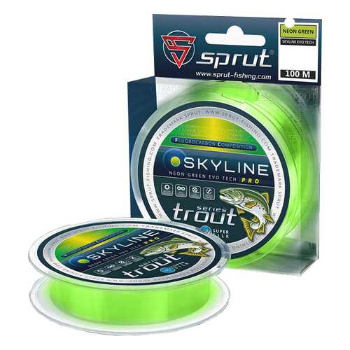 Леска монофильная Sprut Skyline Evo Tech Pro Neon Green 100 м, 0,235 мм, 6,80 кг в Интерспорт