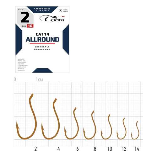 Рыболовные крючки Cobra Allround CA114 №6/0, 4 шт. в Интерспорт