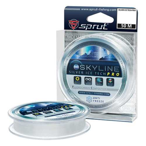 Леска монофильная Sprut Skyline IceTech Pro Silver 50 м, 0,105 мм, 2,15 кг в Интерспорт